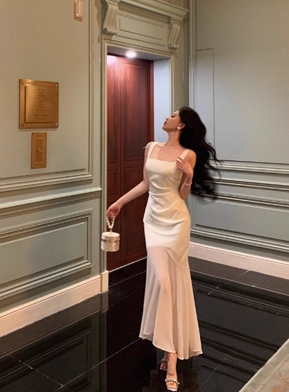 Hübsches Meerjungfrauen-Kleid mit quadratischem Ausschnitt, weiß, für den 18. Geburtstag, Party-Outfits, Geburtstags-Outfits für Frauen, DP0172