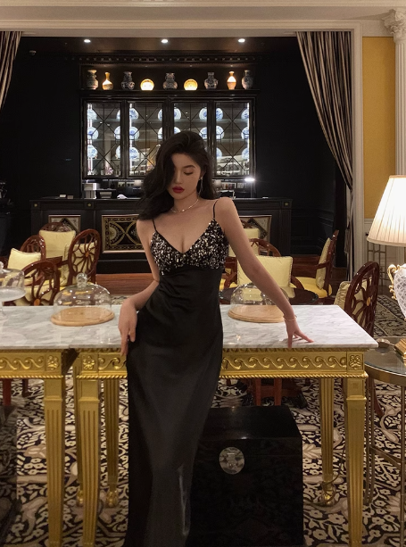 Sexy Mermaid Spaghetti Straps Black 18th Birthday Dress Party Gown Birthday Outfits Birthday Dress Ideas For Women DP2323