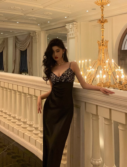 Sexy Mermaid Spaghetti Straps Black 18th Birthday Dress Party Gown Birthday Outfits Birthday Dress Ideas For Women DP2323