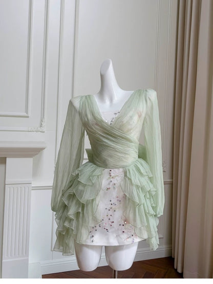 Süße A-Linie Spaghettiträger Mintgrün Chiffon Formale 8. Klasse Homecoming Kleider Sommer Mittelschule Hoco Kleid Homecoming Outfits DH102