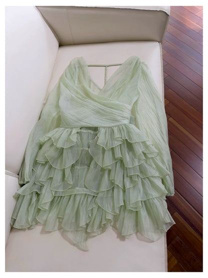 Süße A-Linie Spaghettiträger Mintgrün Chiffon Formale 8. Klasse Homecoming Kleider Sommer Mittelschule Hoco Kleid Homecoming Outfits DH102