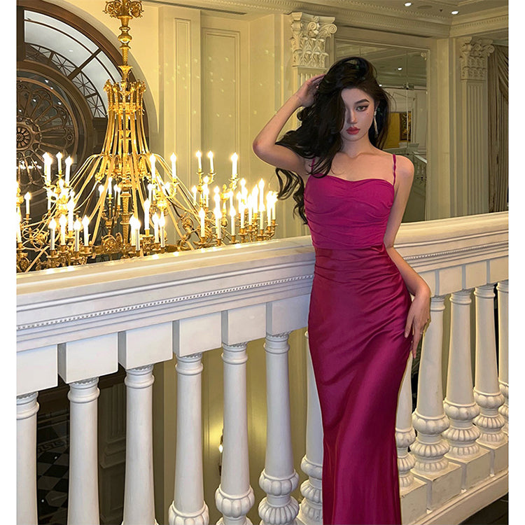 Elegant Mermaid Spaghetti Straps Hot Pink Long Prom Dresses Party Dress Summer 22th Birthday Outfits 18th Birthday Dresses DH1046