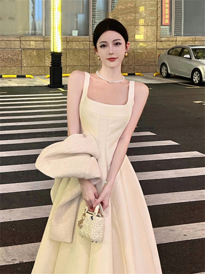 Elegant A Line Square Neck Satin Prom Dresses Party Dress Summer 22th Birthday Outfits 18th Birthday Dresses DH1049