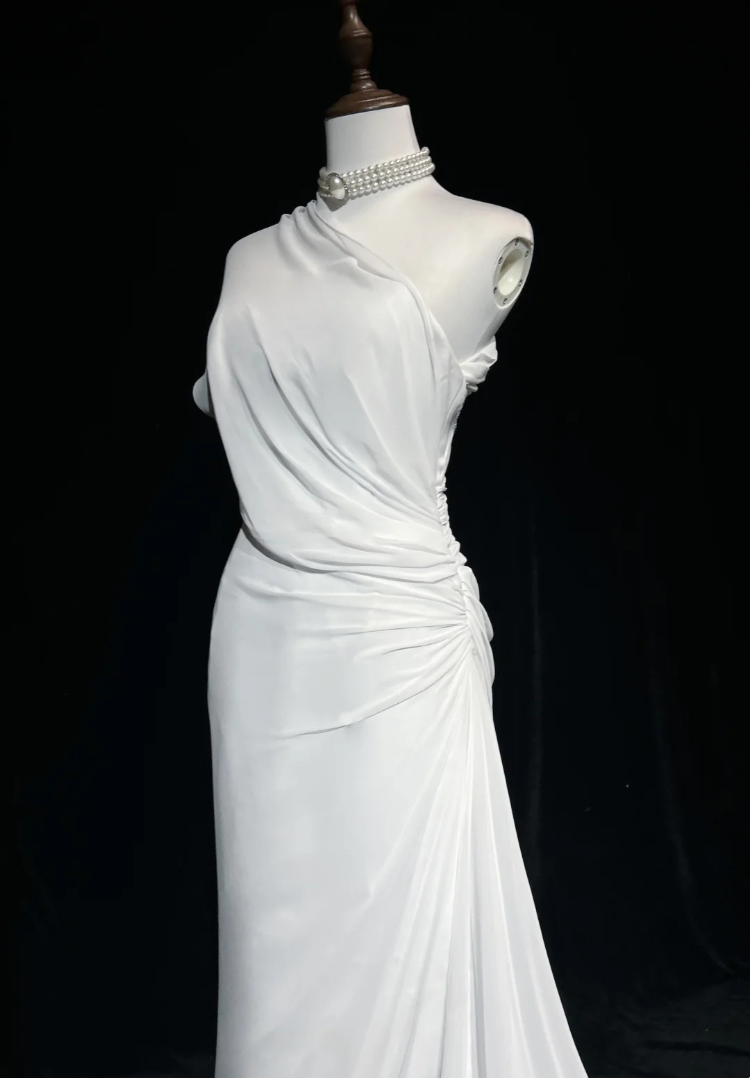 Vintage Bridal Gown 1960s A Line One Shoulder Chiffon Sleeveless Long White 90s Wedding Dresses Elegant Bridal Gowns DH1106