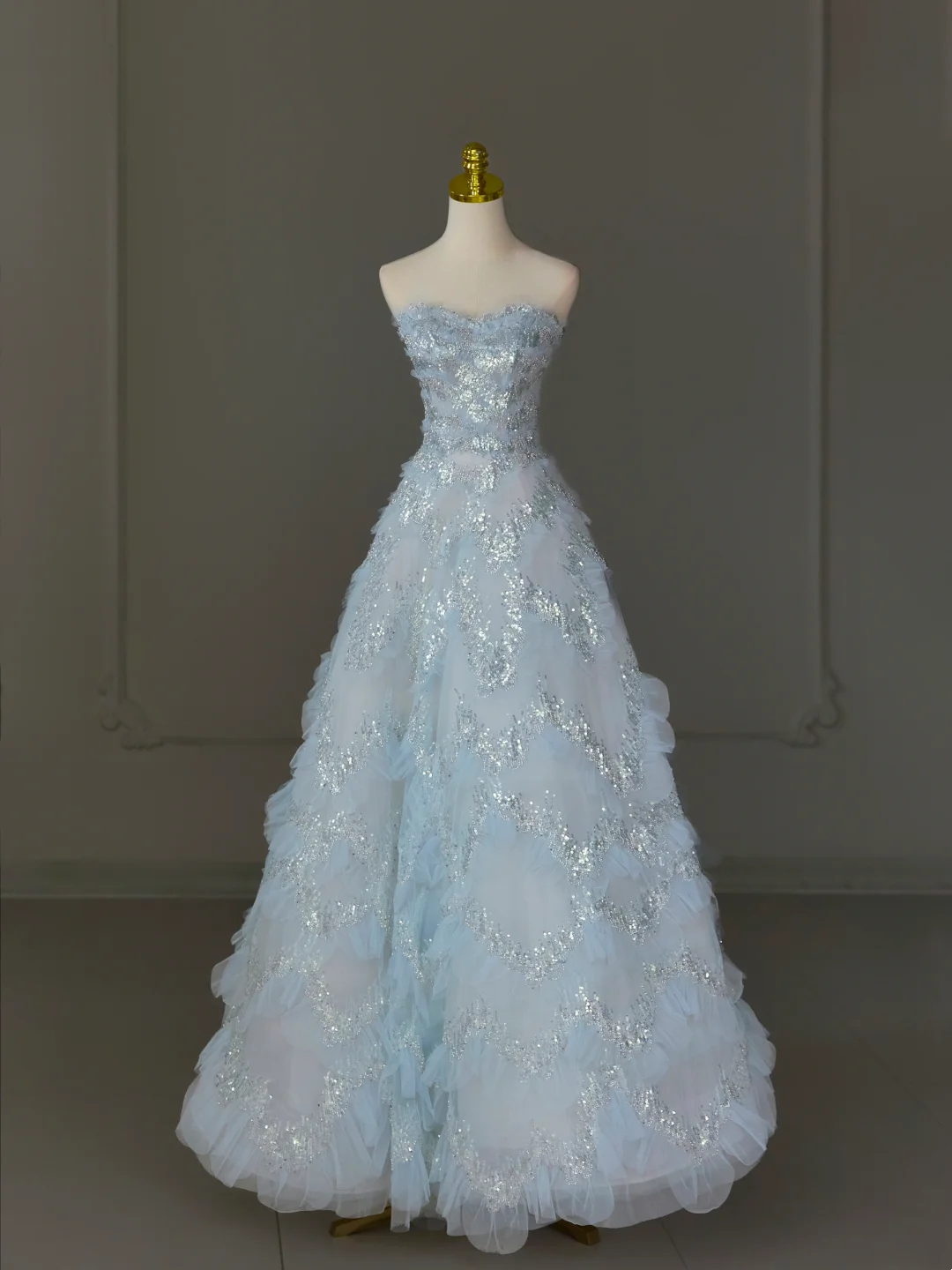 Hübsches Ballkleid Schatz Tüll Hellblau Langes Quinceanera Kleid Abendkleider Vestido De 15 Anos Sweet 16 Kleid DH1124