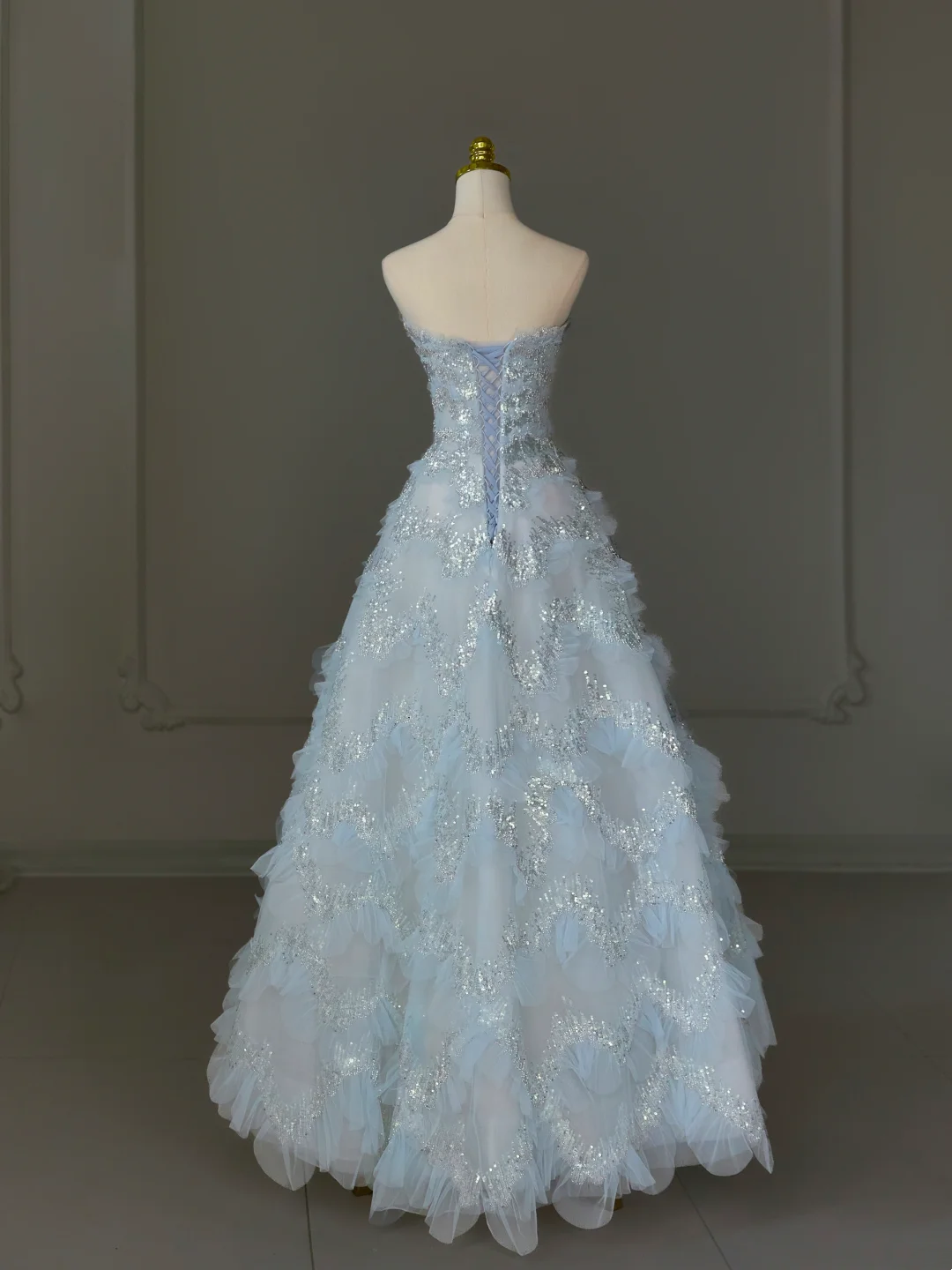 Hübsches Ballkleid Schatz Tüll Hellblau Langes Quinceanera Kleid Abendkleider Vestido De 15 Anos Sweet 16 Kleid DH1124