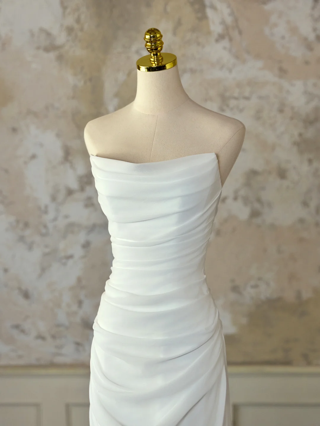 Bescheidenes Brautkleid Meerjungfrau Liebsten Ärmelloses Chiffon Langes Weißes Brautkleid Elegante Brautkleider DH1129
