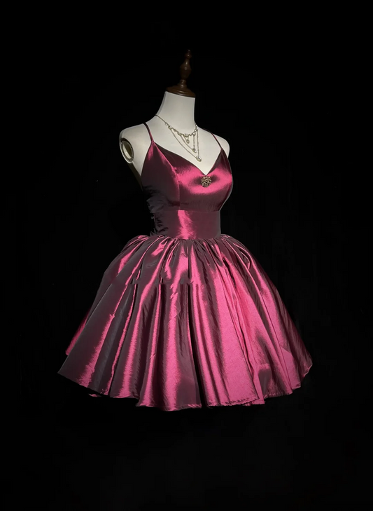 Vintage Ballkleid Spaghettiträger Burgunderrot Mini Kurzes formelles Homecoming-Kleid für die 8. Klasse Sommer Mittelschule Hoco Kleid Outfits zum 20. Geburtstag DH1148