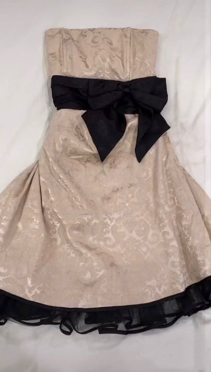 Cute A Line Strapless Satin Champagne Mini Short Formal 8th Grade Homecoming Dresses Summer Middle School Hoco Dress 18th Birthday Outfits DH1253
