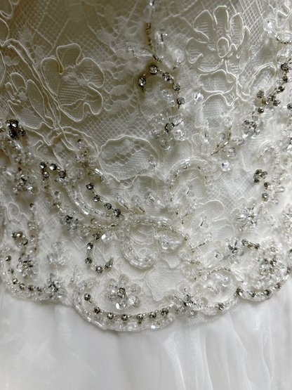 Robe de mariée unique, coupe trapèze, bretelles spaghetti, dentelle blanche, longue, style années 90, robe de mariée vintage, robes de mariée DH1259
