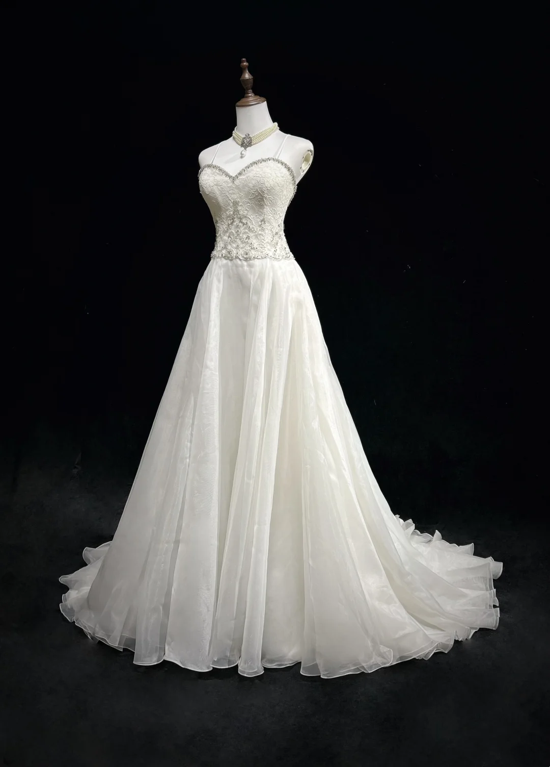 Robe de mariée unique, coupe trapèze, bretelles spaghetti, dentelle blanche, longue, style années 90, robe de mariée vintage, robes de mariée DH1259