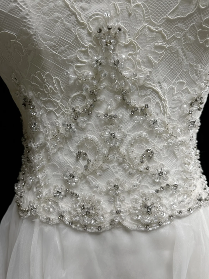 Robe de mariée unique, coupe trapèze, bretelles spaghetti, dentelle blanche, longue, style années 90, robe de mariée vintage, robes de mariée DH1259