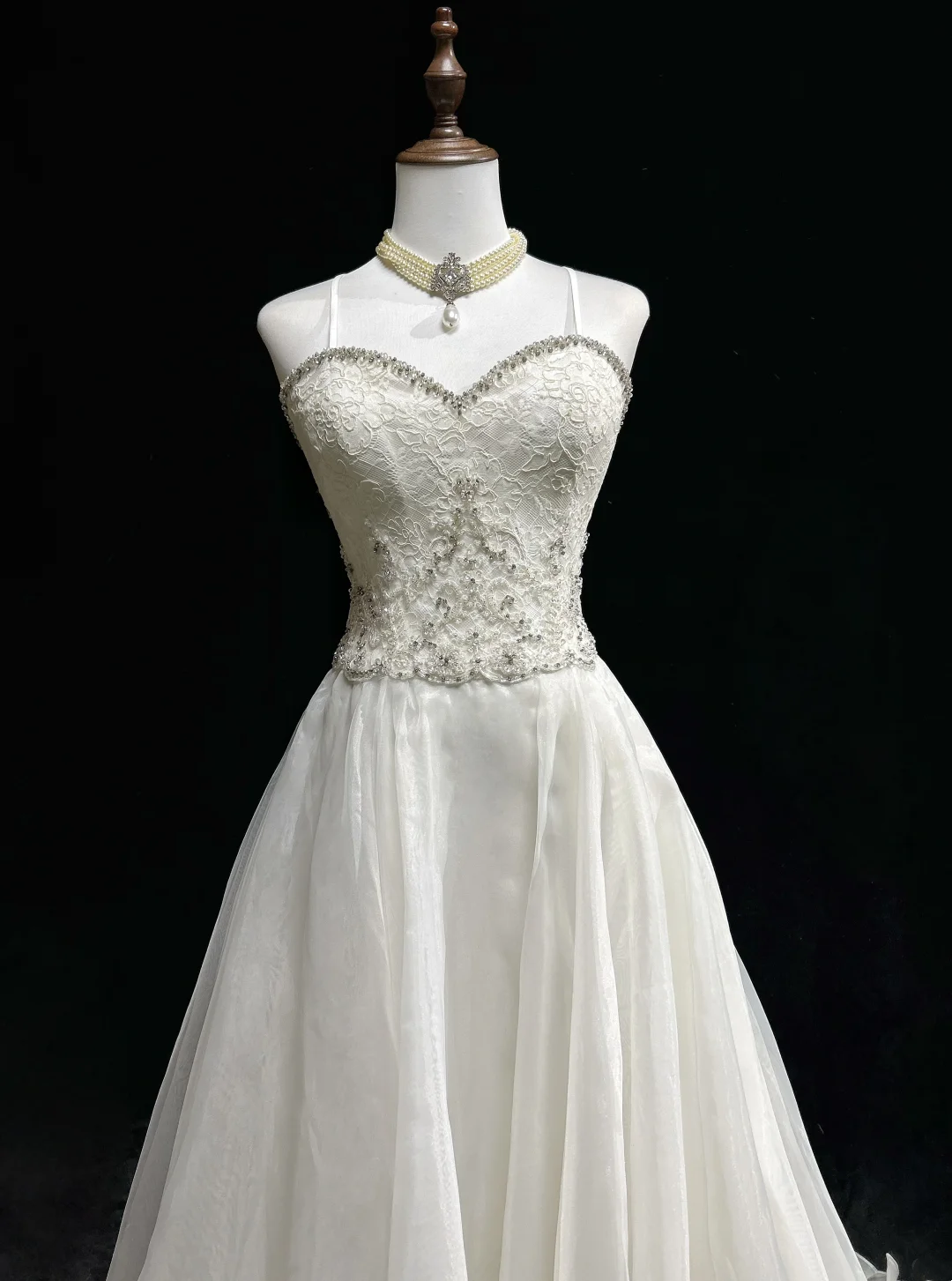 Robe de mariée unique, coupe trapèze, bretelles spaghetti, dentelle blanche, longue, style années 90, robe de mariée vintage, robes de mariée DH1259