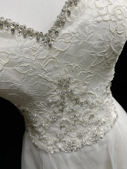 Robe de mariée unique, coupe trapèze, bretelles spaghetti, dentelle blanche, longue, style années 90, robe de mariée vintage, robes de mariée DH1259