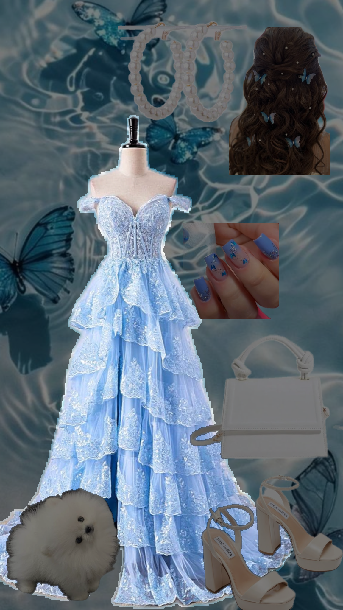Hübsches schulterfreies Ballkleid Hellhimmelblaue Spitze Lange Ballkleider Partykleid Geburtstags-Outfits Abschlusskleider DH1273