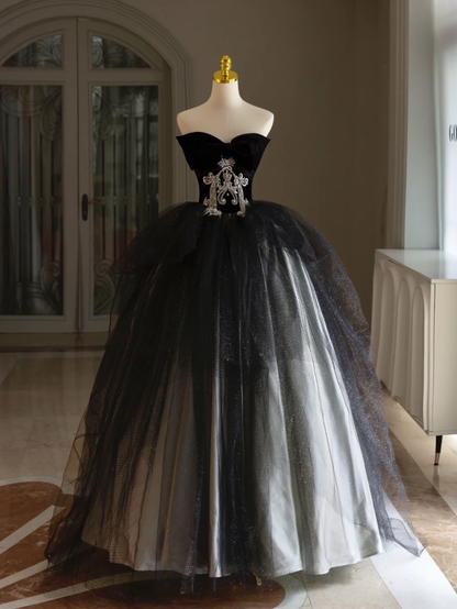 Luxus Ballkleid Herzausschnitt Off Shoulder Spitzenapplikationen Schwarzer Tüll Quinceanera Kleid Quinceanera Kleid Abendkleider Vestido De 15 Anos Sweet 16 Kleid DH1292