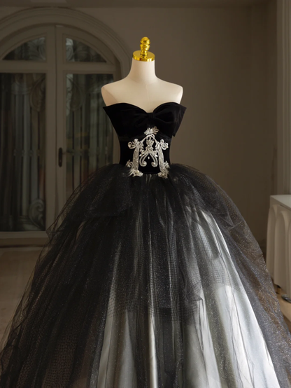 Luxus Ballkleid Herzausschnitt Off Shoulder Spitzenapplikationen Schwarzer Tüll Quinceanera Kleid Quinceanera Kleid Abendkleider Vestido De 15 Anos Sweet 16 Kleid DH1292