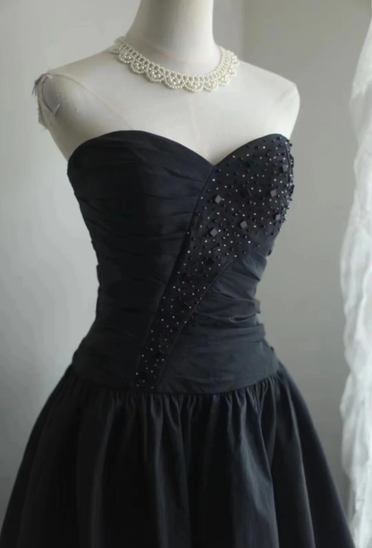 Retro A line Sweetheart Black Taffeta Mini Short Formal 8th Grade Homecoming Dresses Summer Middle School Hoco Dress 16th Birthday Outfits DH1314