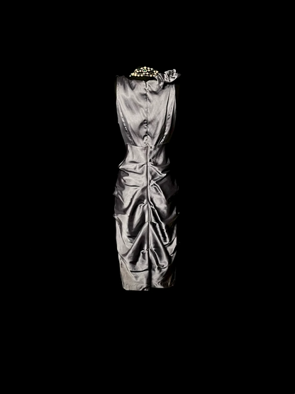 Unique Sheath V Neck Sleeveless Gray Knee Length Formal 7th Grade Homecoming Dresses Middle School Prom Dress Hoco Outfits DH1326