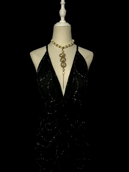 Vintage Mermaid Halter Chiffon Black Formal 7th Grade Homecoming Dresses Middle School Short Prom Dress Hoco Outfits DH1332