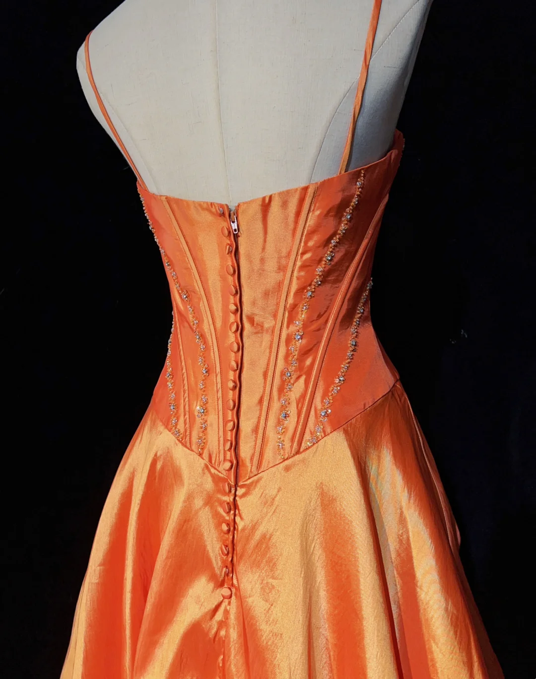 Vintage Ball Gown Spaghetti Straps Orange Taffeta Knee Length Formal 8th Grade Homecoming Dresses Middle School Prom Dress Hoco Outfits DH1438