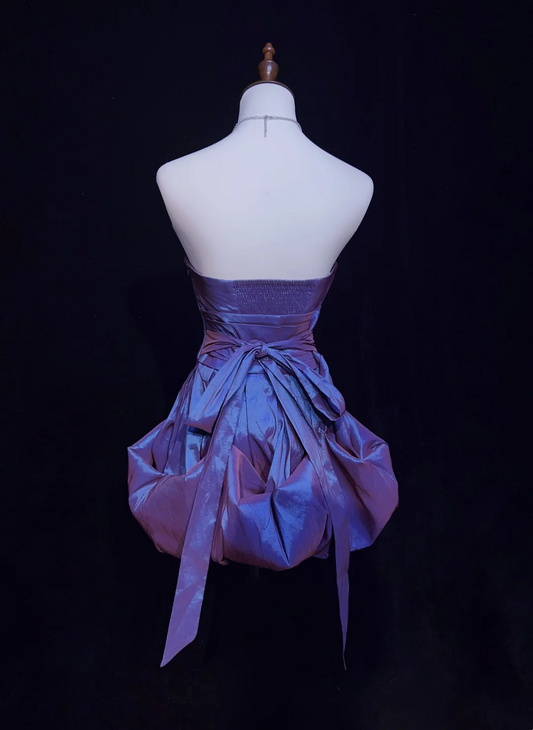 Vintage Ball Gown Strapless Taffeta Grape Mini Short Formal 8th Grade Homecoming Dresses Middle School Hoco Dress Cocktail Outfits DH1458