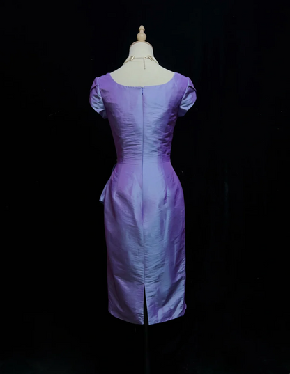 Robe fourreau vintage à col carré en taffetas raisin, longueur genou, tenue de soirée formelle pour la 8e année, robe de cocktail pour le collège, tenues Hoco DH1465