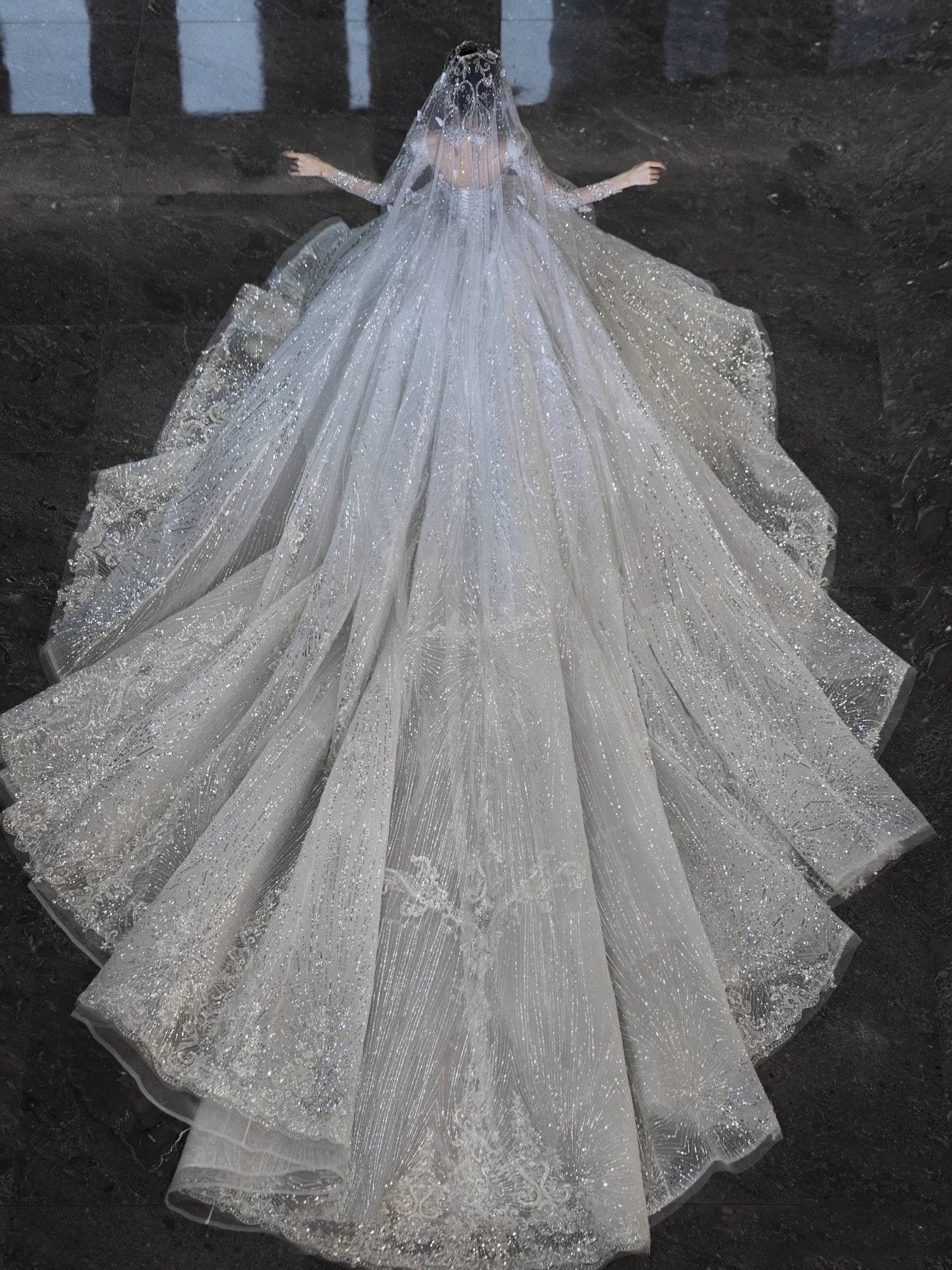 Robe de mariée blanche de luxe à paillettes et dentelle, décolleté en cœur, robe de mariée modeste, robe de princesse, DH1494