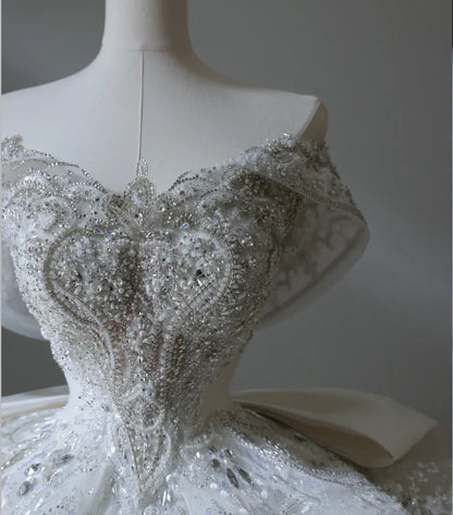 Prinzessin Brautkleid Ballkleid aus der Schulter Tüll Brautkleid mit kurzen Ärmeln Brautkleider bescheidene Brautkleider DH1503