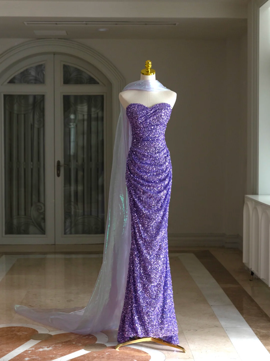 Sexy Meerjungfrau Schatz Trauben Pailletten Lange Ballkleider Partykleid 20. Geburtstag Outfits Abschlusskleider DH1557