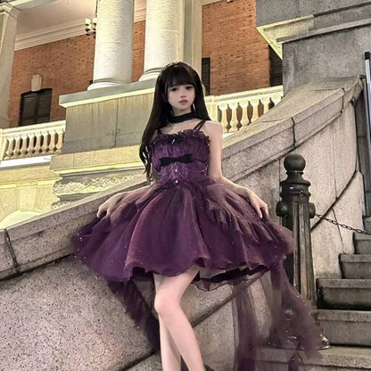 Gothic Ball Gown Spaghetti Straps Grape Short Mini Formal 8th Grade Homecoming Dresses Middle School Cocktail Dress Hoco Outfits Lolita Dress DH1635