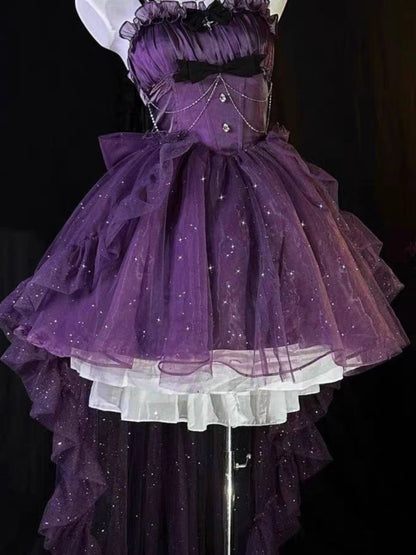 Gothic Ball Gown Spaghetti Straps Grape Short Mini Formal 8th Grade Homecoming Dresses Middle School Cocktail Dress Hoco Outfits Lolita Dress DH1635