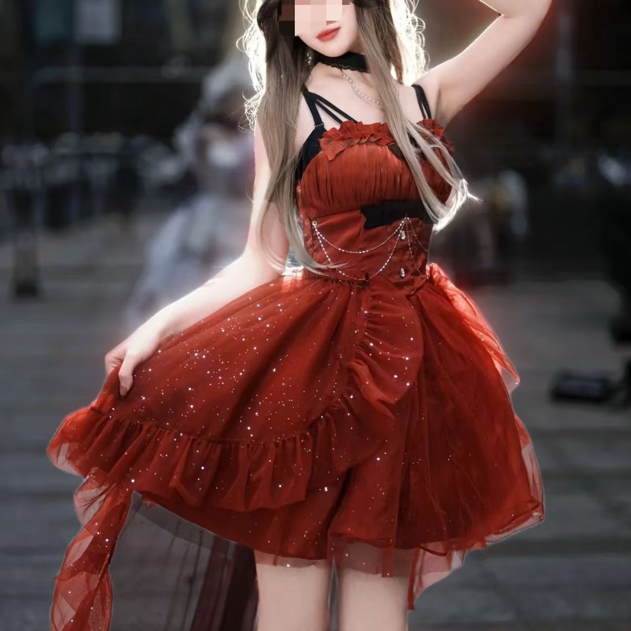 Goth Ball Gown Spaghetti Straps Burgundy Short Mini Corset Back Formal 8th Grade Homecoming Dresses Middle School Lolita Dress 18th Birthday Outfits Lolita Outfit DH1654