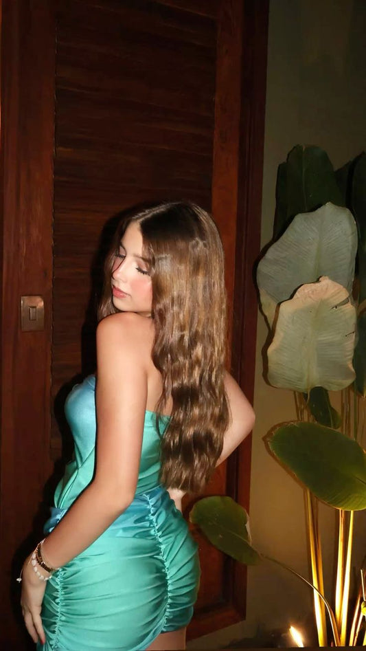 Classic Hoco Dresses Sheath Tight Strapless Green Short Satin Mini Formal 8th Grade Homecoming Dresses Middle School 16th Birthday Outfits Hoco Outfit DH1726