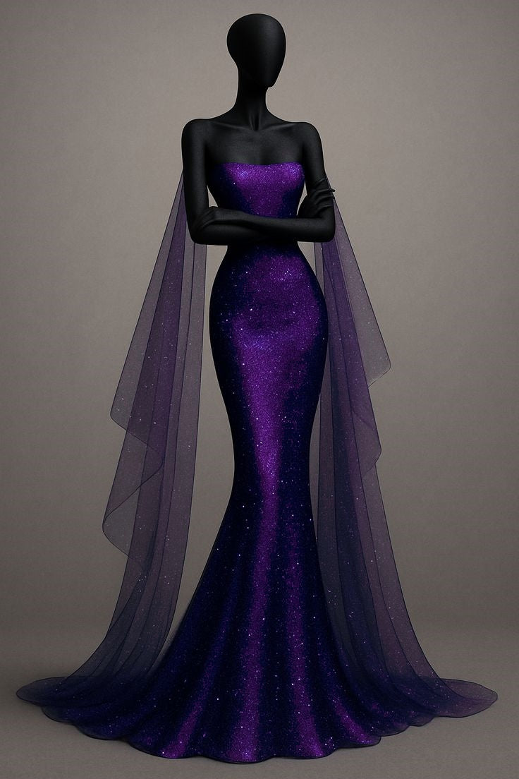 Sexy Meerjungfrau Trägerloses Königsblau Pailletten Lange Ballkleider Partykleid 20. Geburtstag Outfits Abschlusskleider DH1881