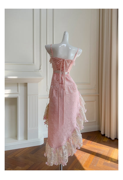 Cute A Line Spaghetti Straps Pink Lace Grad Dress Inspo Formal 8th Grade Homecoming Dresses High School Hoco Court Dress Graduation Dress Hoco Outfits DH1900