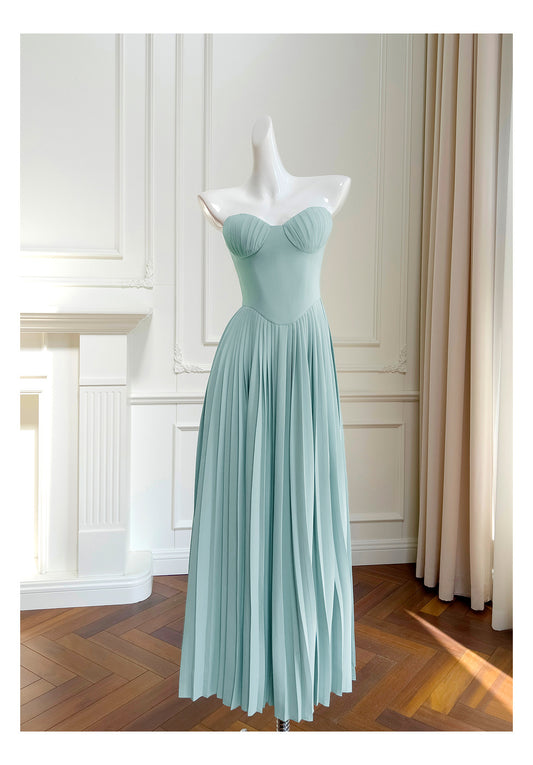 Einfache A-Linie Herzausschnitt Blau Chiffon Lange Ballkleider Partykleid 20. Geburtstag Outfits Abschlusskleider DH1934