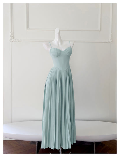 Einfache A-Linie Herzausschnitt Blau Chiffon Lange Ballkleider Partykleid 20. Geburtstag Outfits Abschlusskleider DH1934