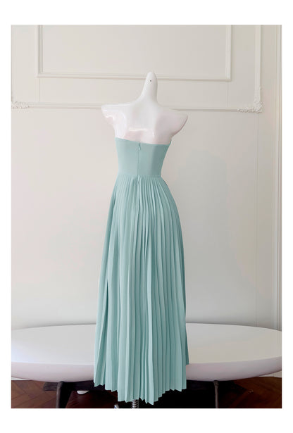Einfache A-Linie Herzausschnitt Blau Chiffon Lange Ballkleider Partykleid 20. Geburtstag Outfits Abschlusskleider DH1934