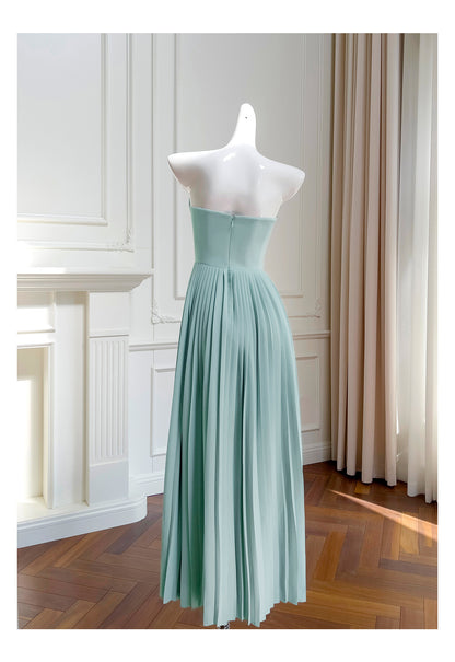 Einfache A-Linie Herzausschnitt Blau Chiffon Lange Ballkleider Partykleid 20. Geburtstag Outfits Abschlusskleider DH1934