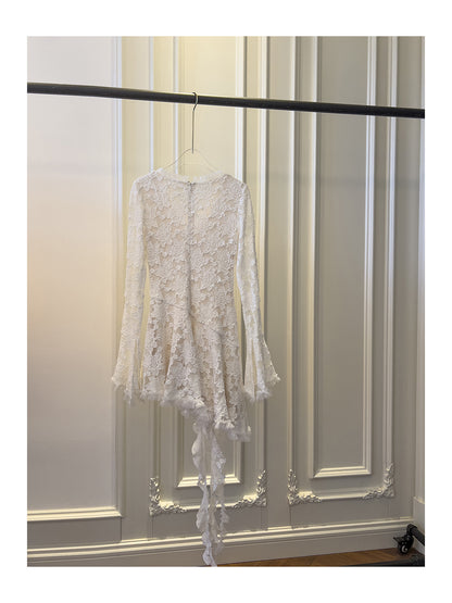 Pretty A Line V Neck Lace White Grad Dress Inspo Short Mini Formal 8th Grade Homecoming Dresses High School Hoco Court Dress Graduation Dress Cocktail Birthday Outfits DH1936