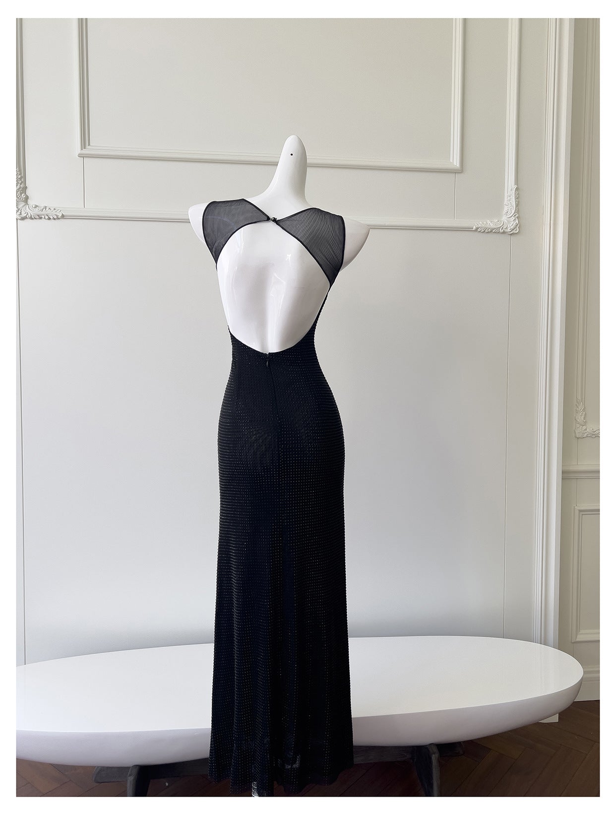 Sexy Meerjungfrau Square Neck Schwarze Pailletten Lange Ballkleider Partykleid 20. Geburtstag Outfits Abschlusskleider DH1995