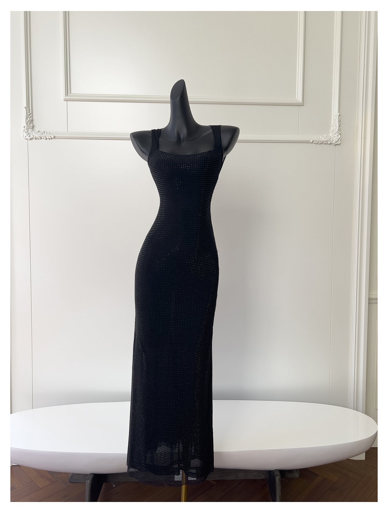 Sexy Meerjungfrau Square Neck Schwarze Pailletten Lange Ballkleider Partykleid 20. Geburtstag Outfits Abschlusskleider DH1995