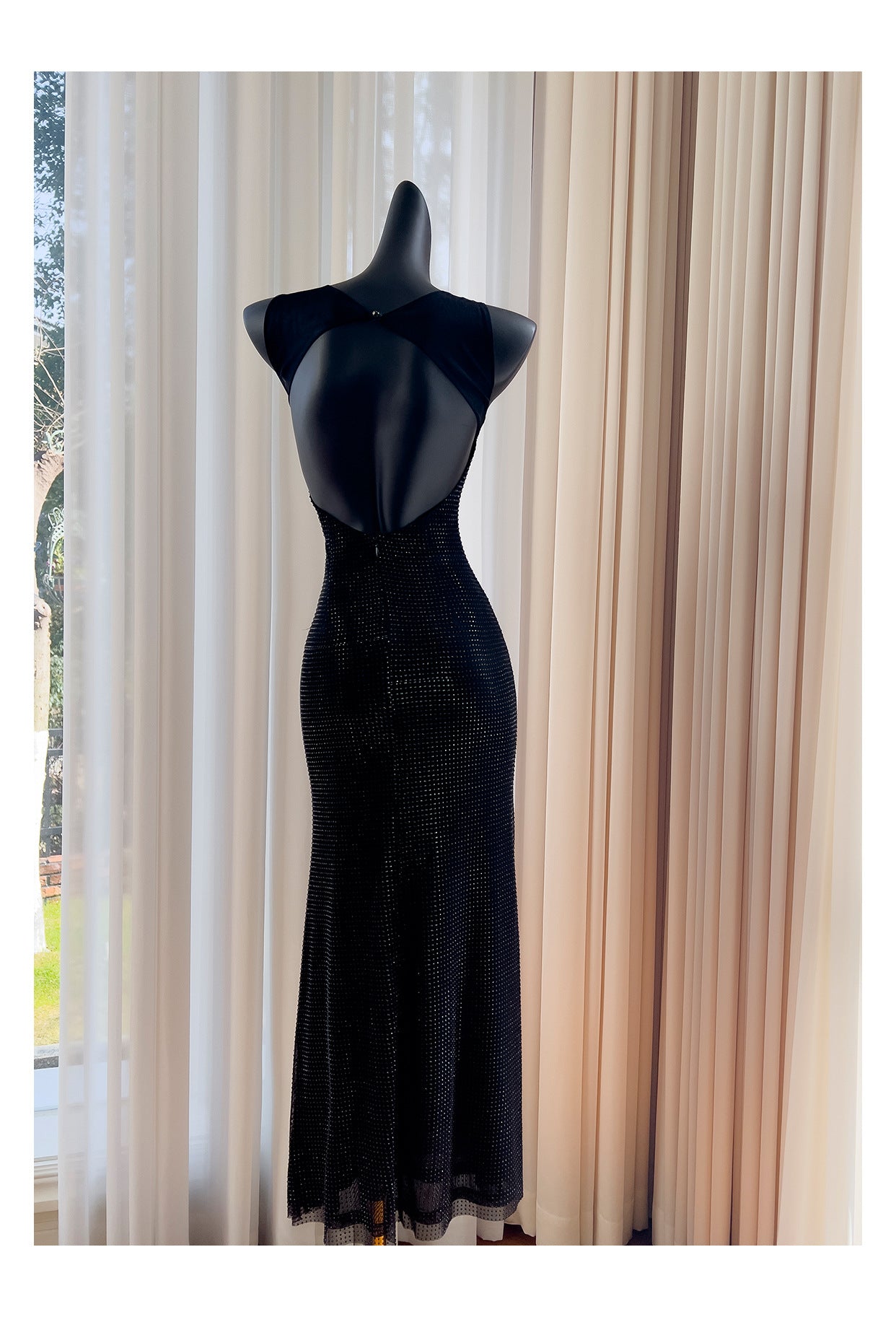 Sexy Meerjungfrau Square Neck Schwarze Pailletten Lange Ballkleider Partykleid 20. Geburtstag Outfits Abschlusskleider DH1995