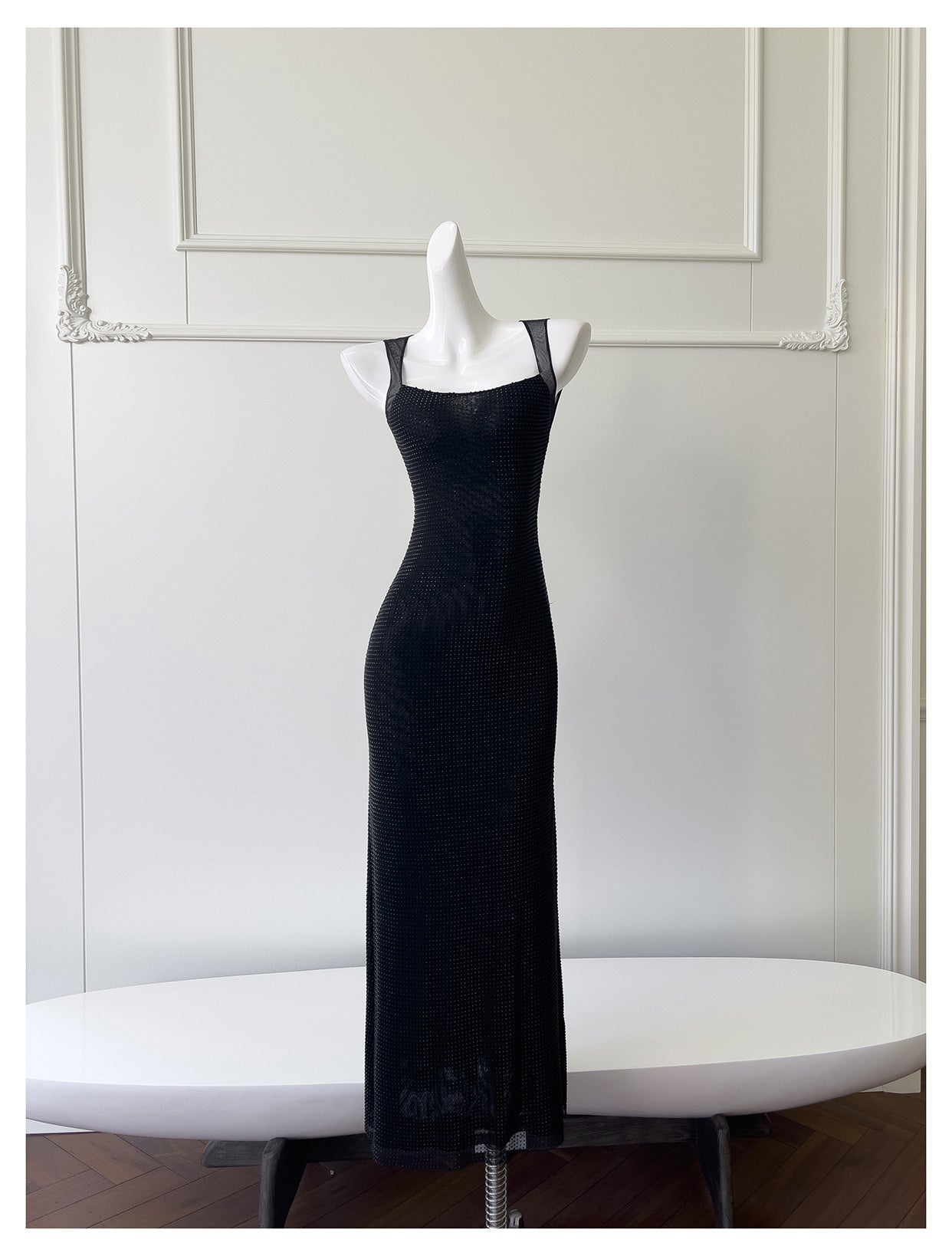 Sexy Meerjungfrau Square Neck Schwarze Pailletten Lange Ballkleider Partykleid 20. Geburtstag Outfits Abschlusskleider DH1995