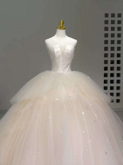 Romantisches Brautkleid Brautkleid Ballkleid Trägerloses Brautkleid Tüll Brautkleider Bescheidene Brautkleider DH2042