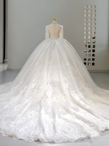 Romantisches Brautkleid Brautkleid Ballkleid High Neck Spitze Brautkleid Weiße Brautkleider Bescheidene Brautkleider DH2046