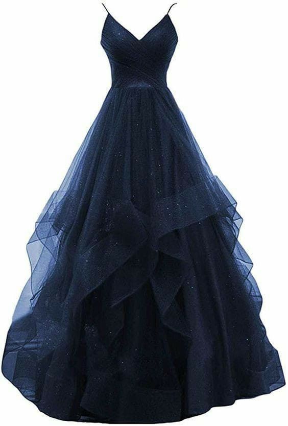 Einfaches Ballkleid mit Spaghettiträgern, marineblauem Tüll, ärmellos, lange Abendkleider, Abendkleid, besondere Abendkleider, Ballkleid DH207