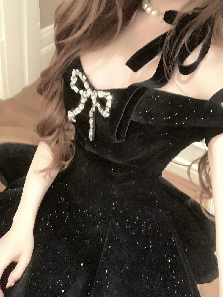 Sexy Ball Gown Off The Shoulder Black Velvet Short Formal 8th Grade Homecoming Dresses Summer Middle School Hoco Dress 6th Grade Graduation Outfits DH1882