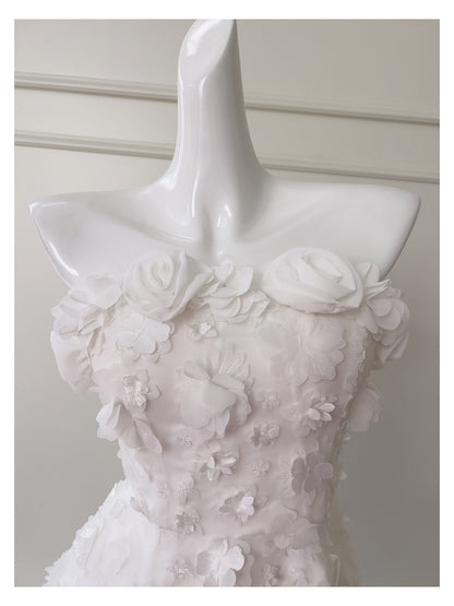 Modest A Line Spaghetti Straps White Floral Formal 8th Grade Homecoming Dresses Middle School Short Birthday Gowns Graduation Dress Hoco Outfits DH2105
